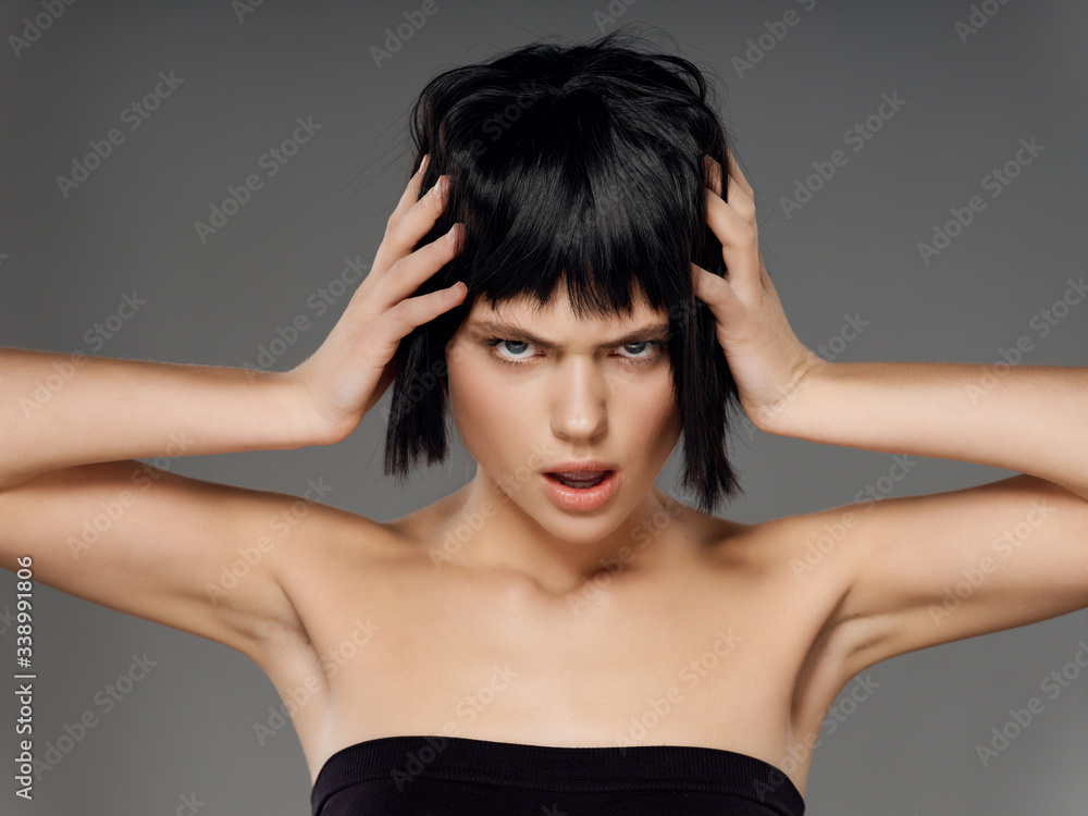 Beautiful brunette charm luxury naked shoulders Beautiful brunette charm luxury naked shoulders