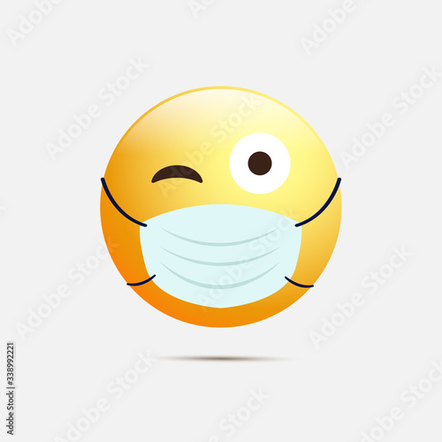 Emoji with medical mask. Corona virus. Medical mask emoji icon. Vector