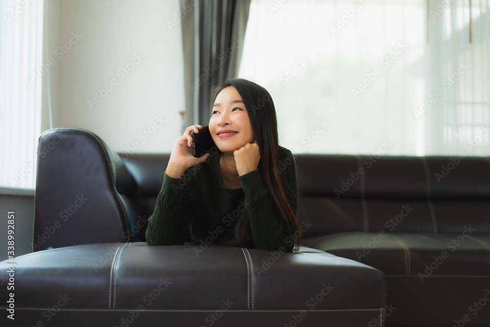 Portrait beautiful young asian woman use smart mobile phone or cellphone Portrait beautiful young asian woman use smart mobile phone or cellphone