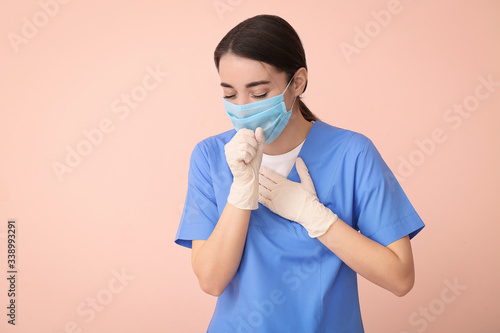 Ill doctor wearing medical ...