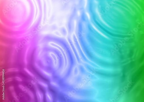 虹色の水面に広がる抽象的な波紋