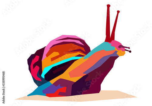 snail on a white background in pop art style isolated