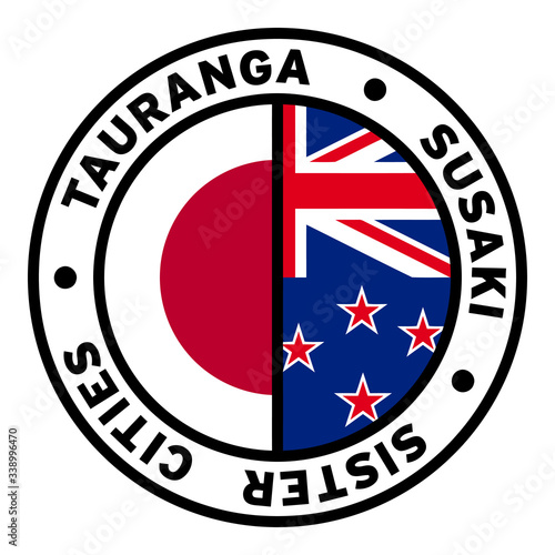 Round Tauranga Susaki Sister Cities Flag Clipart photo