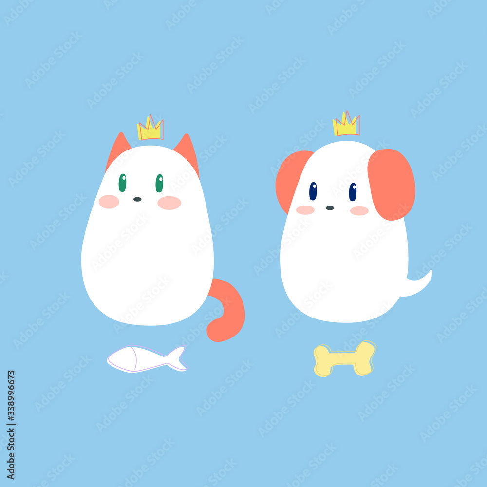 Cat and dog with crowns Cat and dog with crowns