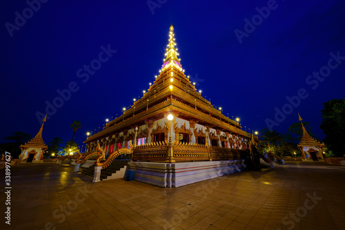 Phra Mahathat Kaen Nakorn at Wat Nong Waeng a royal temple in Khon Kaen Province, Thailand where the relics of Lord Buddha and important Buddhist scriptures are located © kwanchai6632