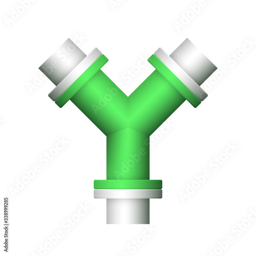 Pipe vector. Made from steel or metal connection by flange fitting fixing by screw and bolt. Part for pipeline construction to transportation oil and gas in industry, water in plumbing and irrigation.