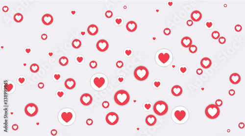 Like abstract background, preview template, 3d with likes hearts,