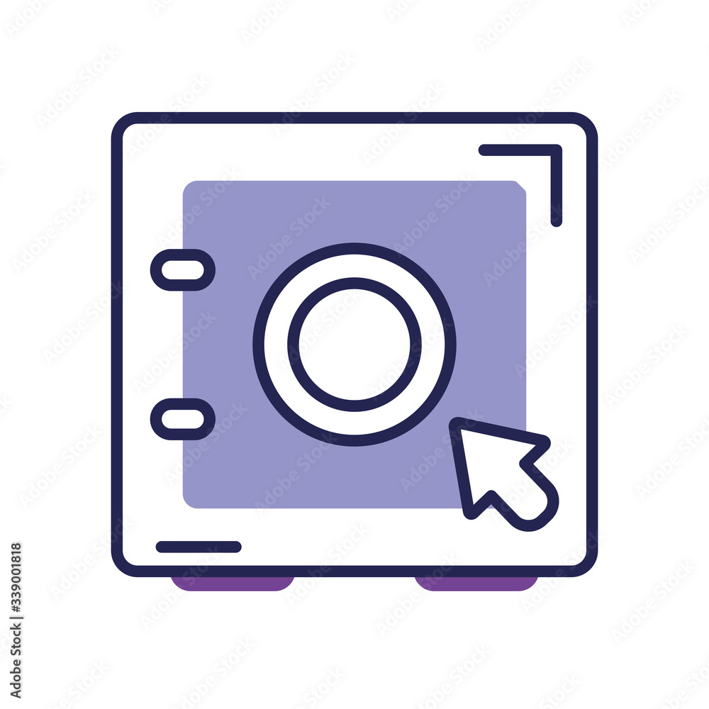 banking online concept, strongbox with cursor icon, line color style banking online concept, strongbox with cursor icon, line color style