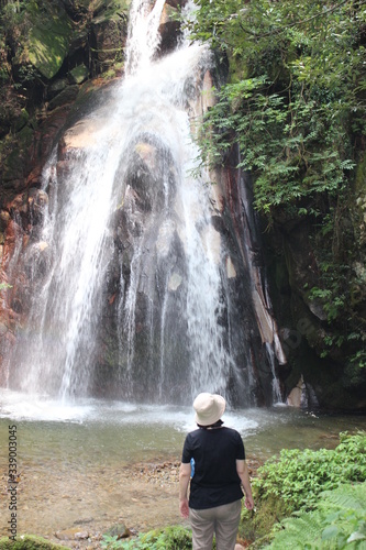 woman and the waterfall