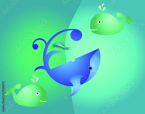 Cute Cyan whale illustration