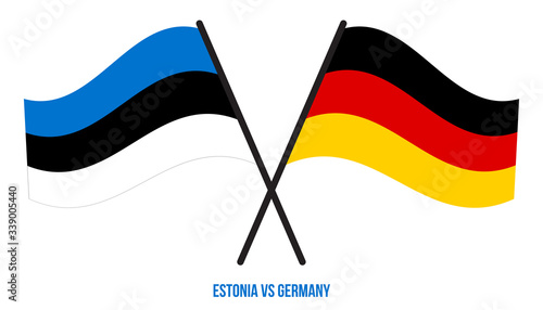 Estonia and Germany Flags Crossed And Waving Flat Style. Official Proportion. Correct Colors