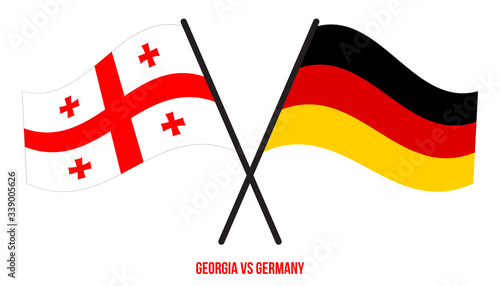 Georgia and Germany Flags Crossed And Waving Flat Style. Official Proportion. Correct Colors