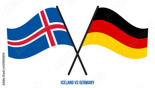 Free Download Iceland and Germany Flags Crossed And Waving Flat Style. Official Proportion. Correct Colors - GFXLoad