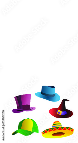 Multiple Colored Hats Illustration Vector