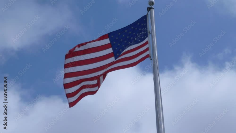 American Flag on Blue Sky 4K American Flag on Blue Sky 4K