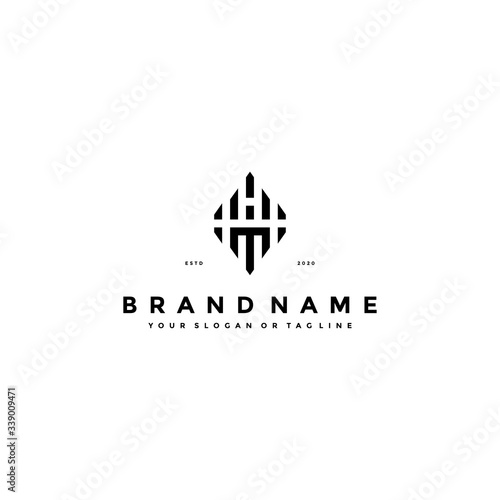 letter MH logo design vector