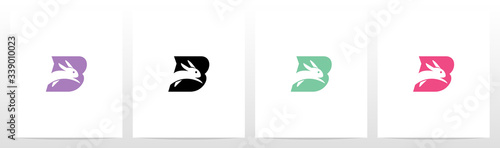  Rabbit Running On Letter Logo Design B