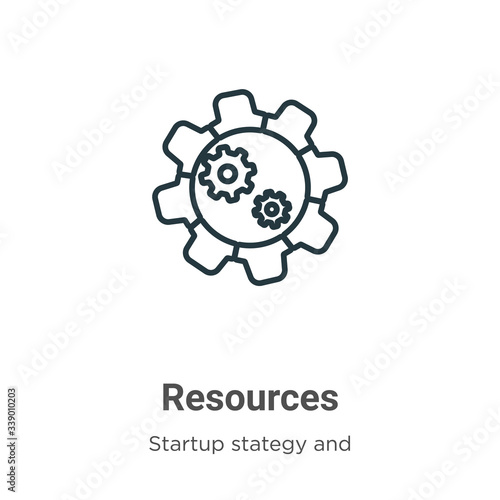Resources outline vector icon. Thin line black resources icon, flat vector simple element illustration from editable startup stategy and success concept isolated stroke on white background