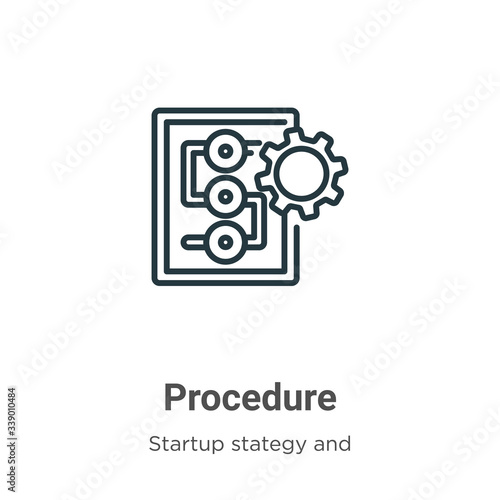 Procedure outline vector icon. Thin line black procedure icon, flat vector simple element illustration from editable startup concept isolated stroke on white background