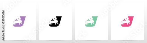  Rabbit Running On Letter Logo Design J