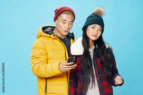 young couple in winter