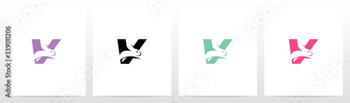  Rabbit Running On Letter Logo Design V