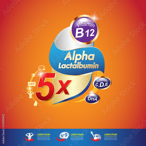 Nutrition Vitamin and Omega vector Concept for Product Strengthen the body and intelligence