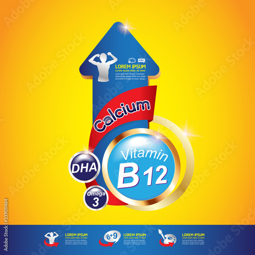 Nutrition Vitamin and Omega vector Concept for Product Strengthen the body and intelligence
