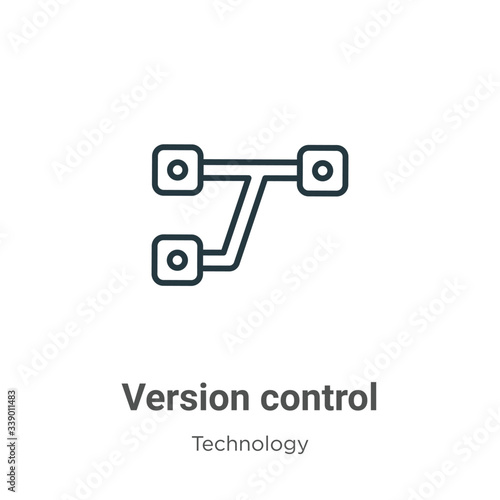 Version control outline vector icon. Thin line black version control icon, flat vector simple element illustration from editable technology concept isolated stroke on white background