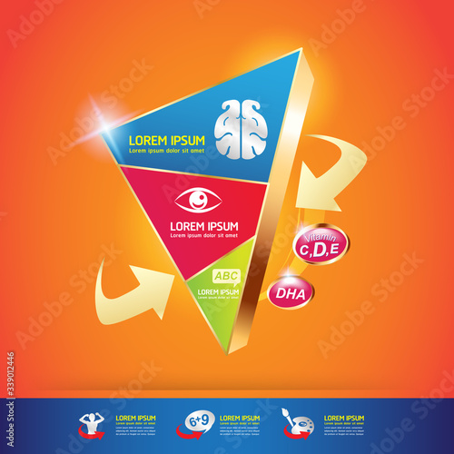 Nutrition Vitamin and Omega vector Concept for Product Strengthen the body and intelligence