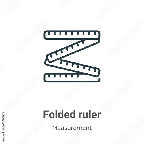 Folded ruler outline vector icon. Thin line black folded ruler icon, flat vector simple element illustration from editable measurement concept isolated stroke on white background