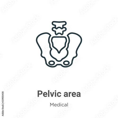 Pelvic area outline vector icon. Thin line black pelvic area icon, flat vector simple element illustration from editable medical concept isolated stroke on white background