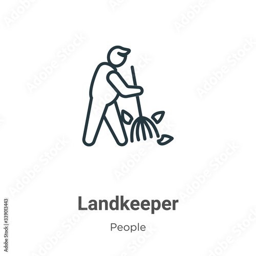 Landkeeper outline vector icon. Thin line black landkeeper icon, flat vector simple element illustration from editable people concept isolated stroke on white background