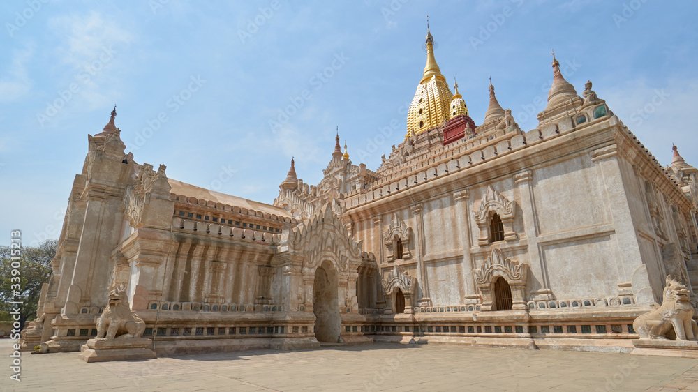 The Ananda pagoda is one of best known and most beautiful temples in Bagan, Myanmar, Burma.        