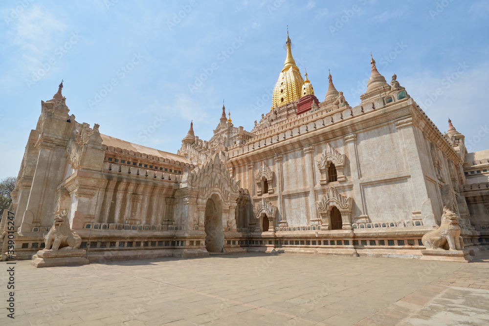 The Ananda pagoda is one of best known and most beautiful temples in Bagan, Myanmar, Burma.        