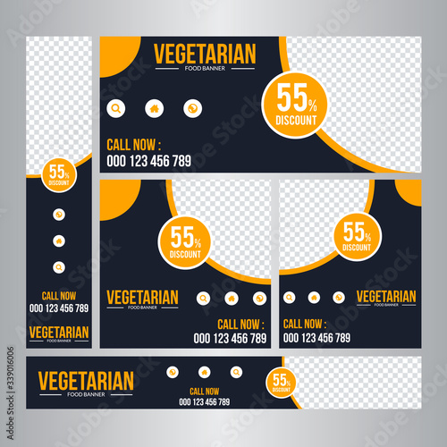 Food & Restuaruant Concept Web Bannar Set Design.	 photo