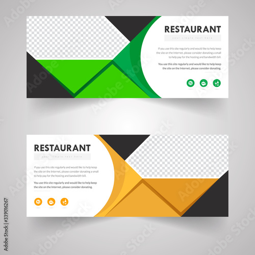 Food & Restaurant standard size Web Banners. Modern design concept for corporate website advertising.
