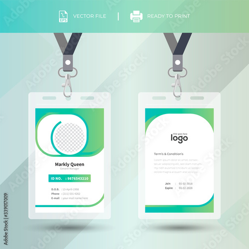 ID Card Design Template. Identity badge With Photo Placeholder.
