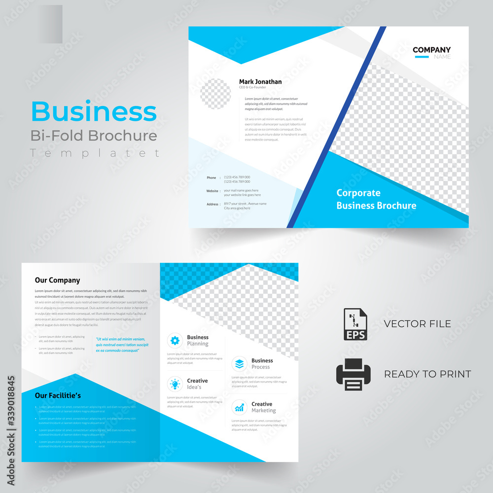 Bi-fold Brochure Template Design.Corporate & Business Concept . Bi-fold Brochure Template Design.Corporate & Business Concept .