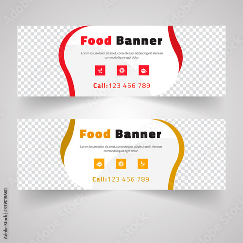 Food & Restaurant standard size Web Banners. Modern design concept for corporate website advertising.