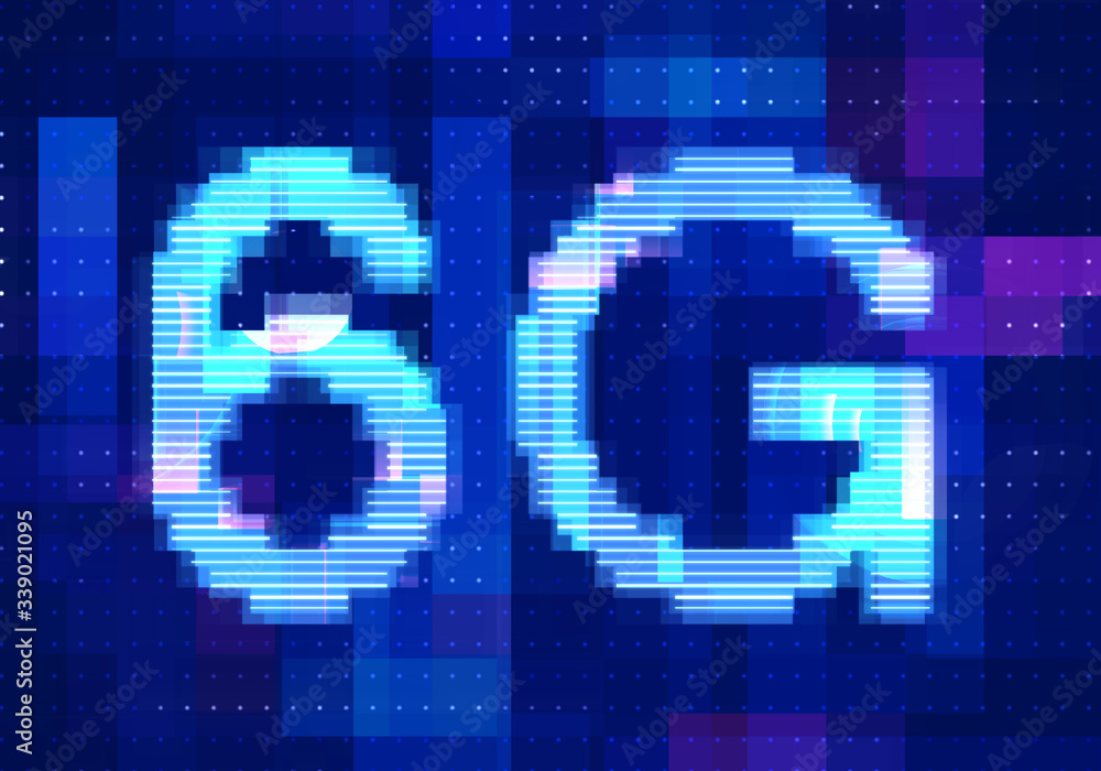 6G Network Internet Mobile icon technology blue background. Abstract digital machine learning with digital future design concept. 6G Network Internet Mobile icon technology blue background. Abstract digital machine learning with digital future design concept.