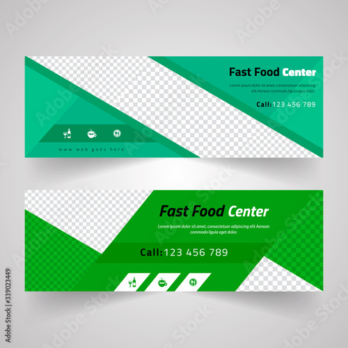 Food & Restaurant standard size Web Banners. Modern design concept for corporate website advertising.