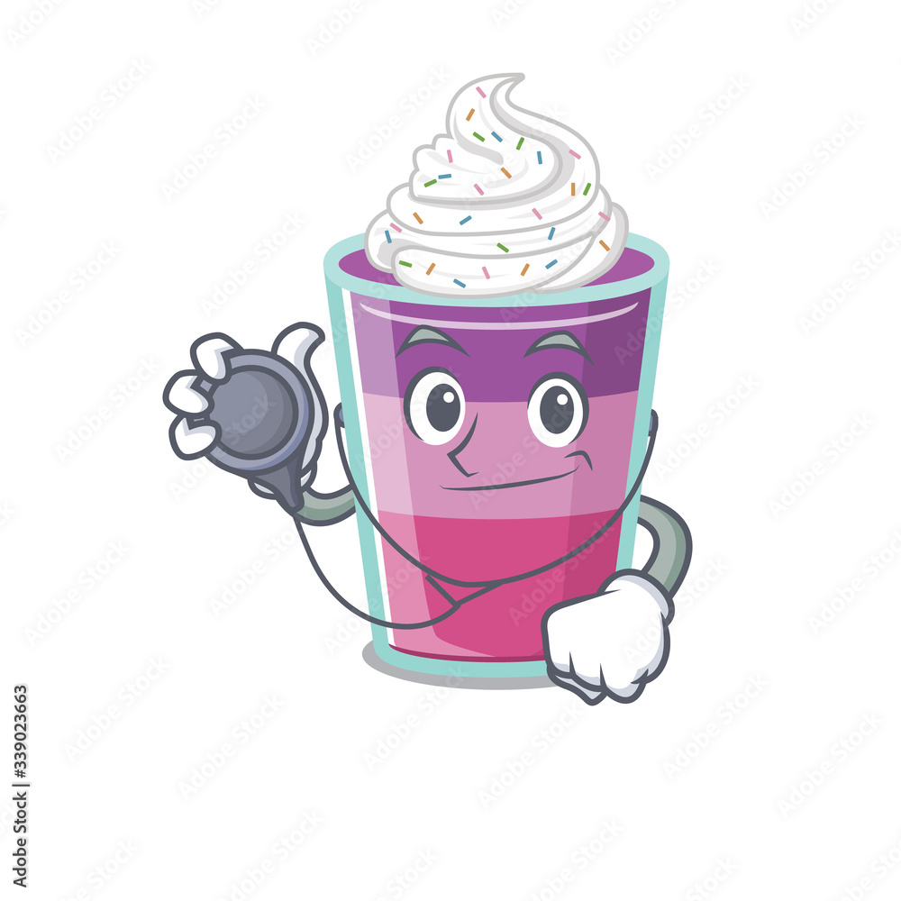 Cocktail jelly in doctor cartoon character with tools Cocktail jelly in doctor cartoon character with tools