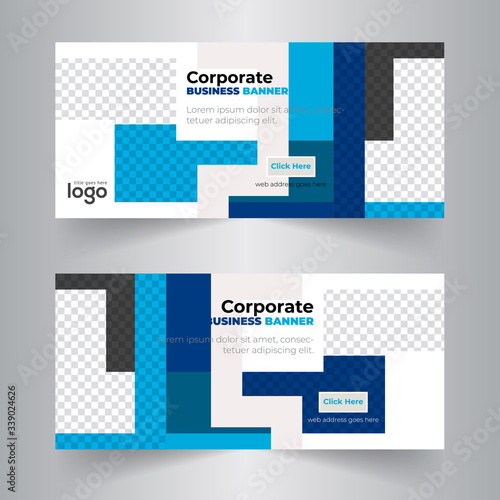 Business standard size Web Banners Set. Modern design concept for corporate website advertising.