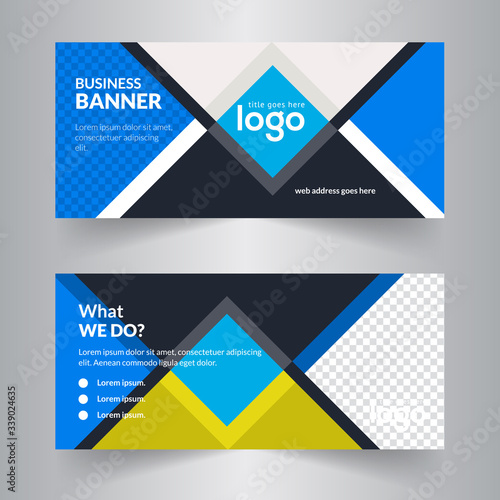 Business standard size Web Banners Set. Modern design concept for corporate website advertising.