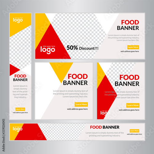 Food & Restaurant Concept Web Banner Set Design.