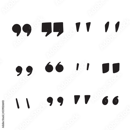 hand drawn Set of quote mark, quotes icon vector sign design doodle