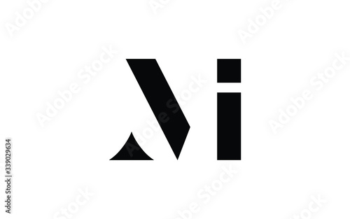 IM or MI and I or M Uppercase Letter Initial Logo Design, Vector Template