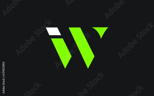 IW or WI and I or W Uppercase Letter Initial Logo Design, Vector Template