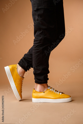 Casual men shoes yellow